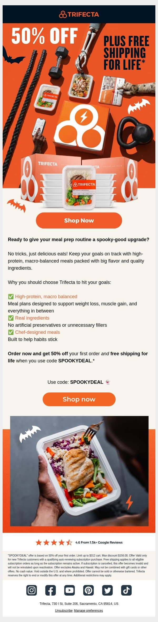 BOOst your meal prep routine 👻 email from Trifecta Nutrition screenshot