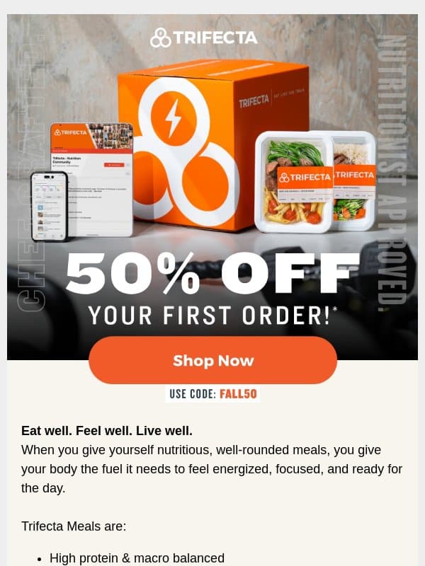 Eat Well. Feel Well. email from Trifecta Nutrition