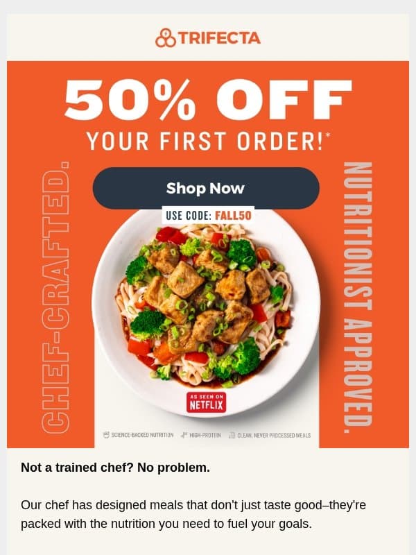 Deliciously Healthy Starts Here 👨🍳 email from Trifecta Nutrition