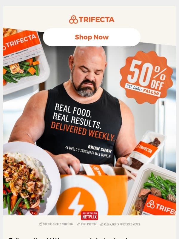 Better food, more progress - plus a discount! email from Trifecta Nutrition