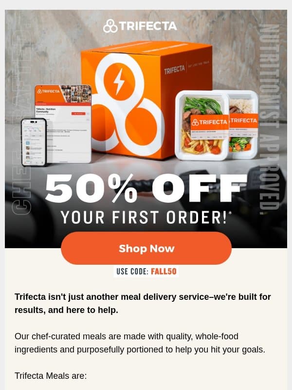 Eating well just got easier. email from Trifecta Nutrition