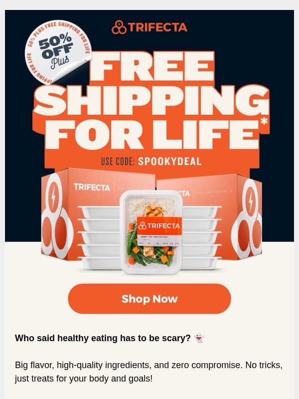 Healthy Eating & a Spooky-Good Deal email from Trifecta Nutrition