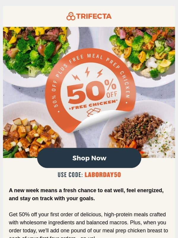 Monday Meal Prep Motivation email from Trifecta Nutrition