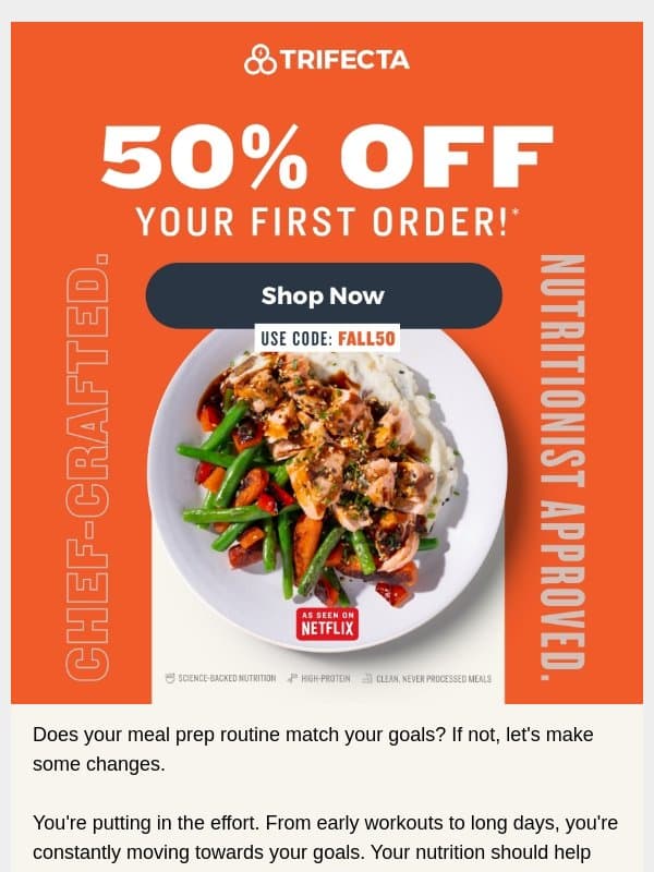 Your meal prep routine, upgraded! email from Trifecta Nutrition