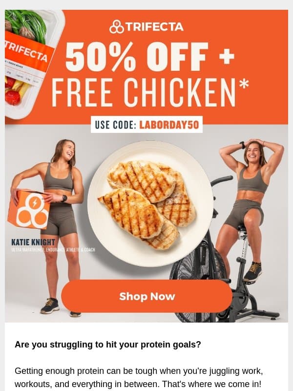 Bring on the protein 💪 email from Trifecta Nutrition