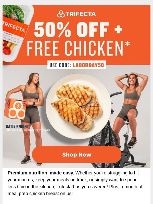Meals ready when you are email from Trifecta Nutrition