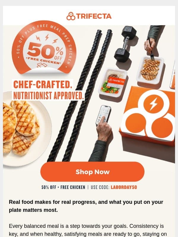 Meal Prep for Progress email from Trifecta Nutrition
