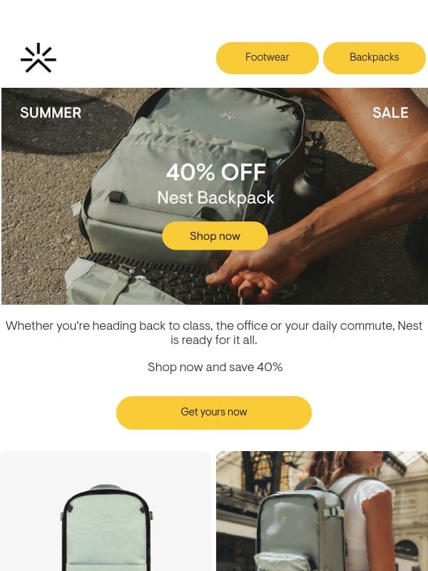 Nest Backpack at 40% OFF email from Tropicfeel