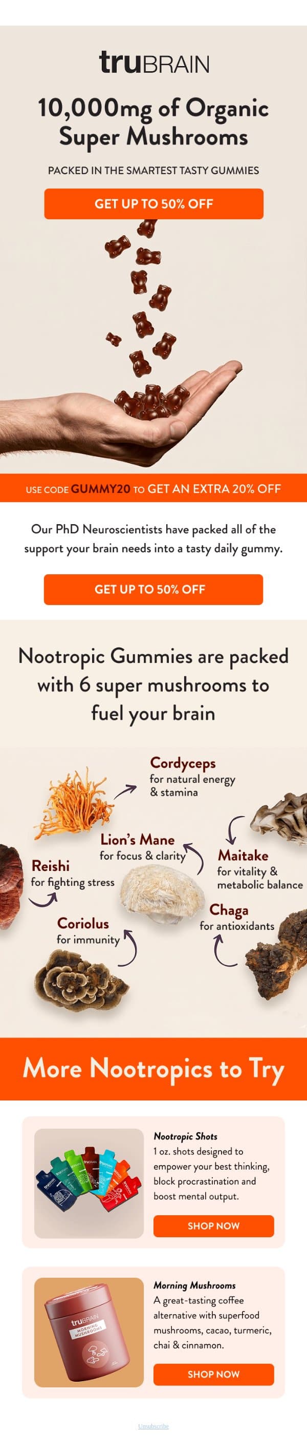 The Smartest Gummy In the World email from TruBrain screenshot