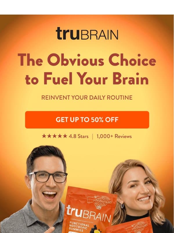 Daily Focus in a Gummy! email from TruBrain