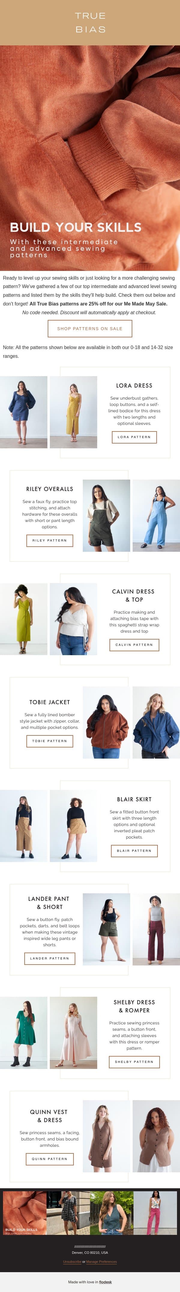 Build Your Sewing Skills email from True Bias screenshot