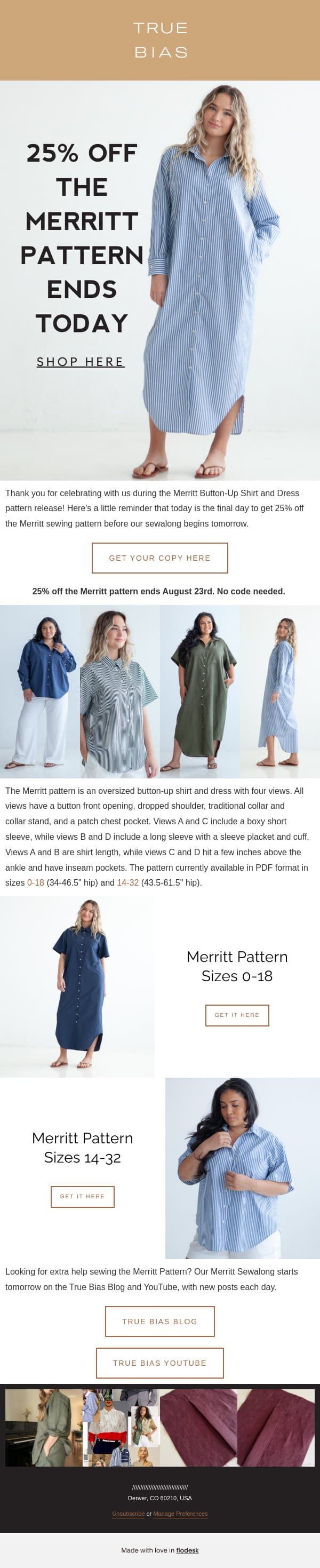 25% Off Merritt Ends Today! email from True Bias screenshot