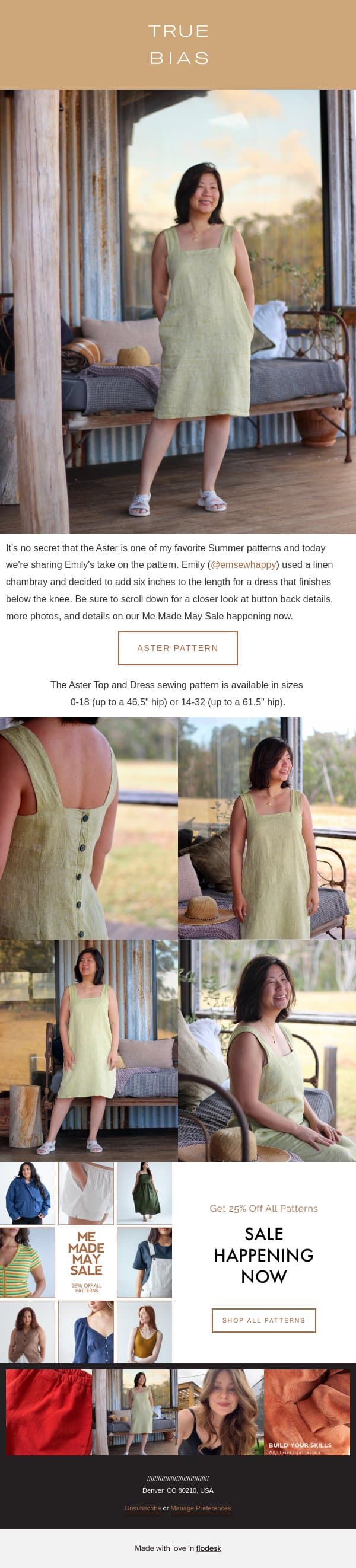 See Emily's Aster Dress email from True Bias screenshot