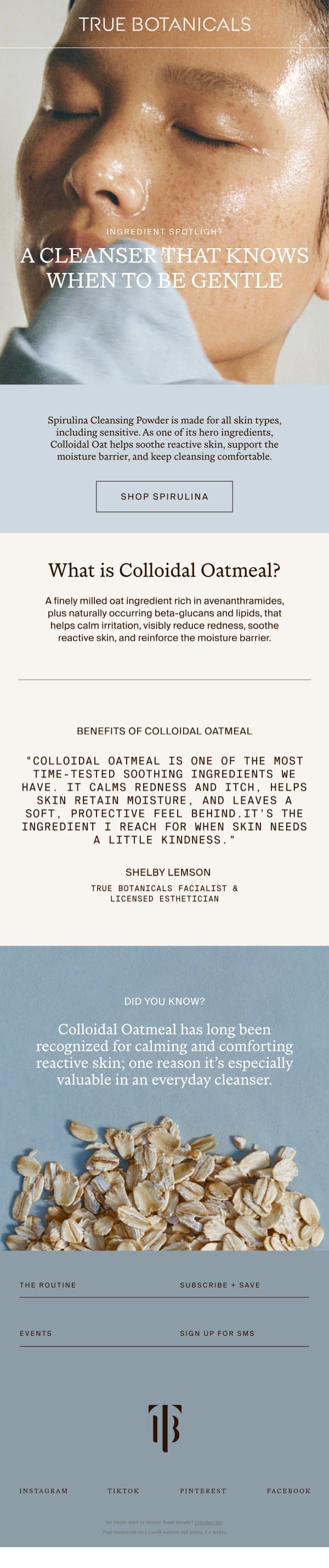 The One Ingredient Sensitive Skin Craves email from True Botanicals screenshot