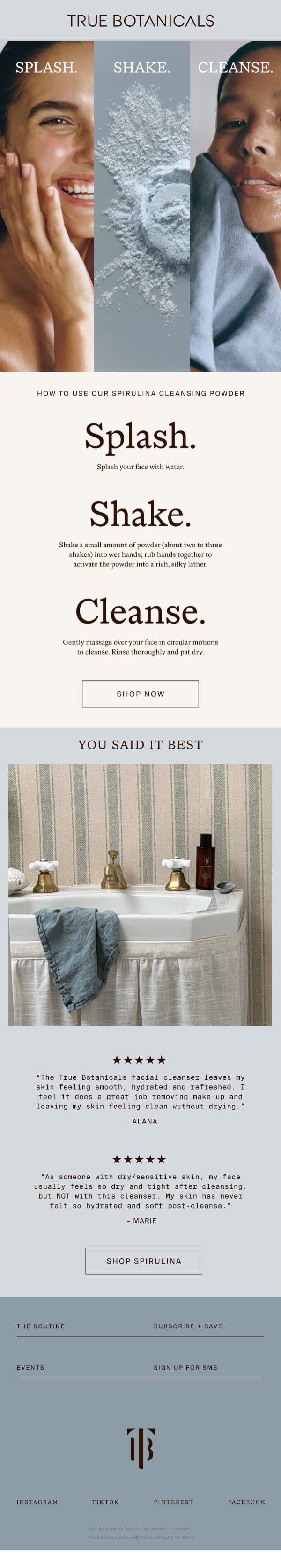 It’s Simple, Really email from True Botanicals screenshot