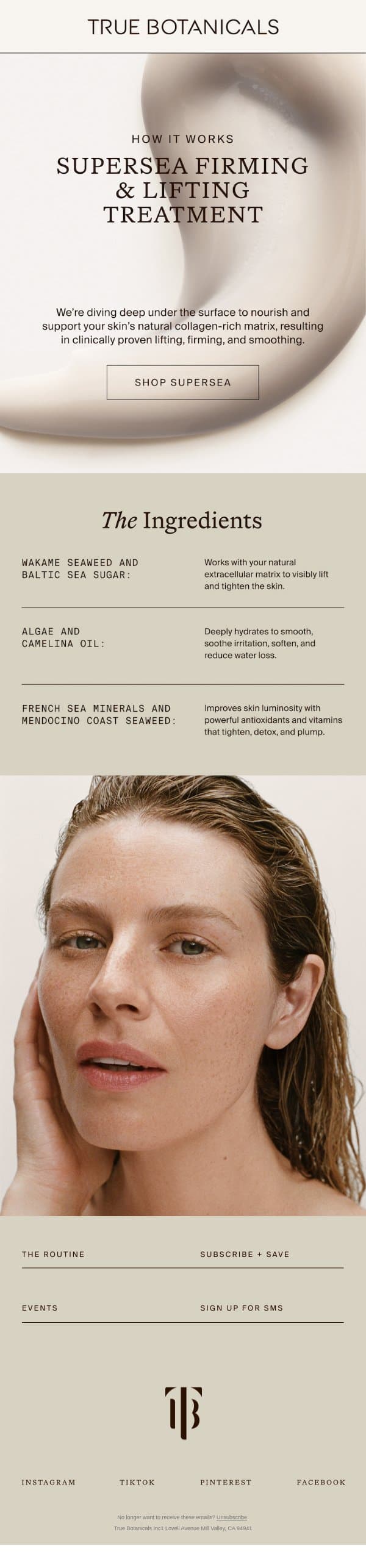 Get to know the SuperSEA Treatment. email from True Botanicals screenshot