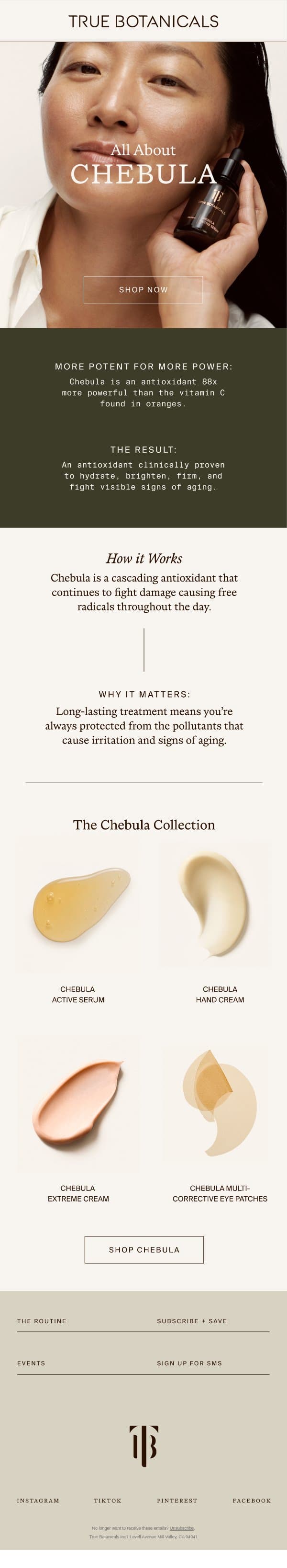 All About Chebula email from True Botanicals screenshot