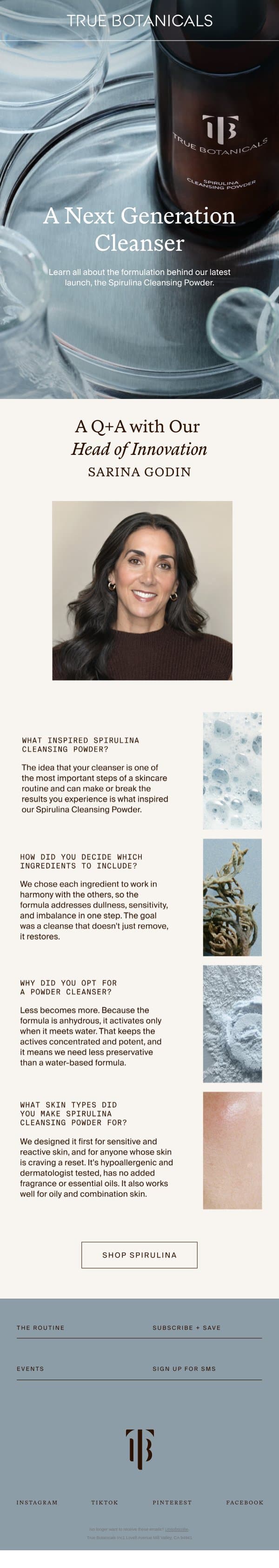 The Origin Story email from True Botanicals screenshot