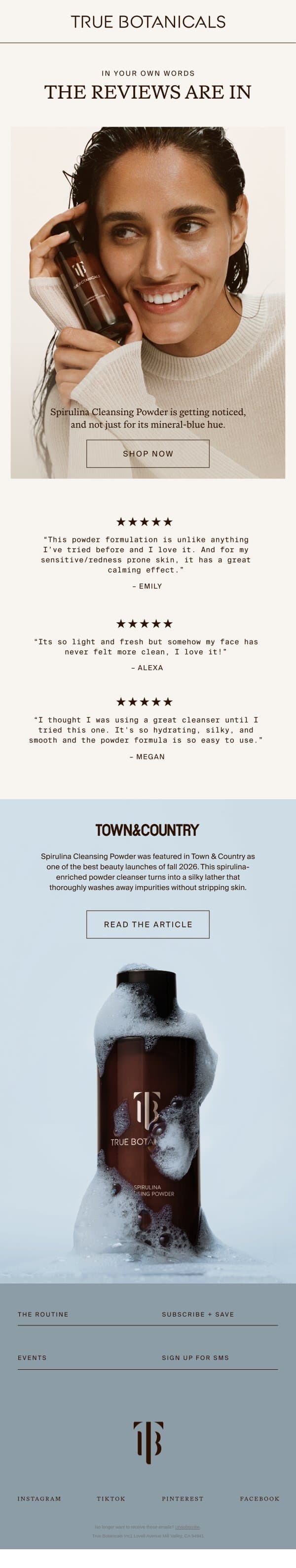 You’ve Got Opinions email from True Botanicals screenshot