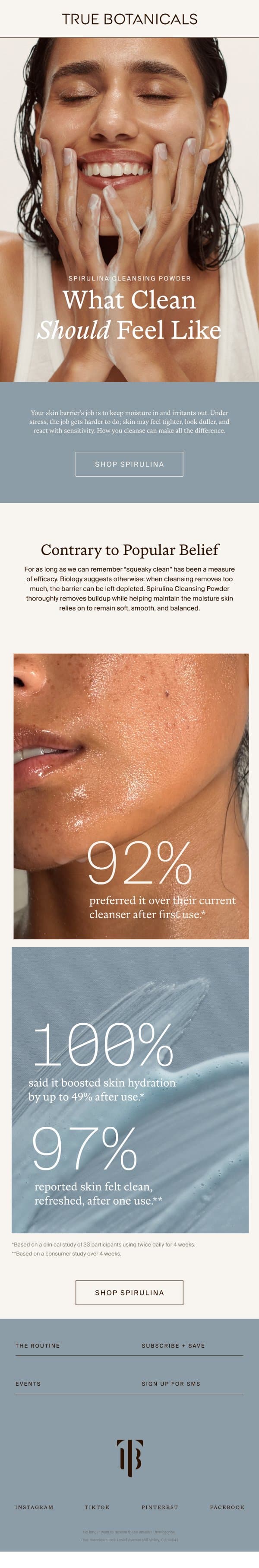 The Dirt On Squeaky Clean email from True Botanicals screenshot