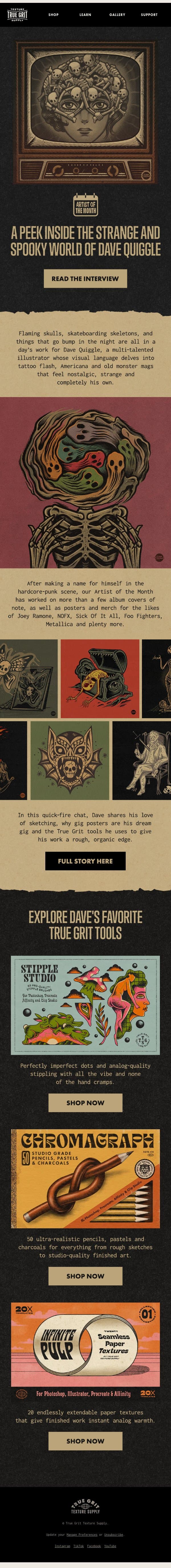 đź‘» Getting spooky with Dave Quiggle. email from True Grit Texture Supply screenshot