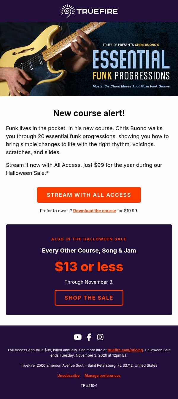 ⚡️ Today's Course Drop ⚡️ email from TrueFire screenshot