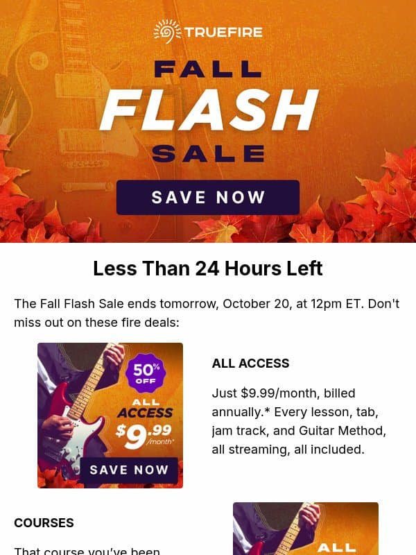 ⌛️ 24 HOURS LEFT email from TrueFire