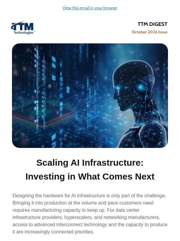 Scaling AI Infrastructure: Investing in What Comes Next email from TTM Technologies, Inc.