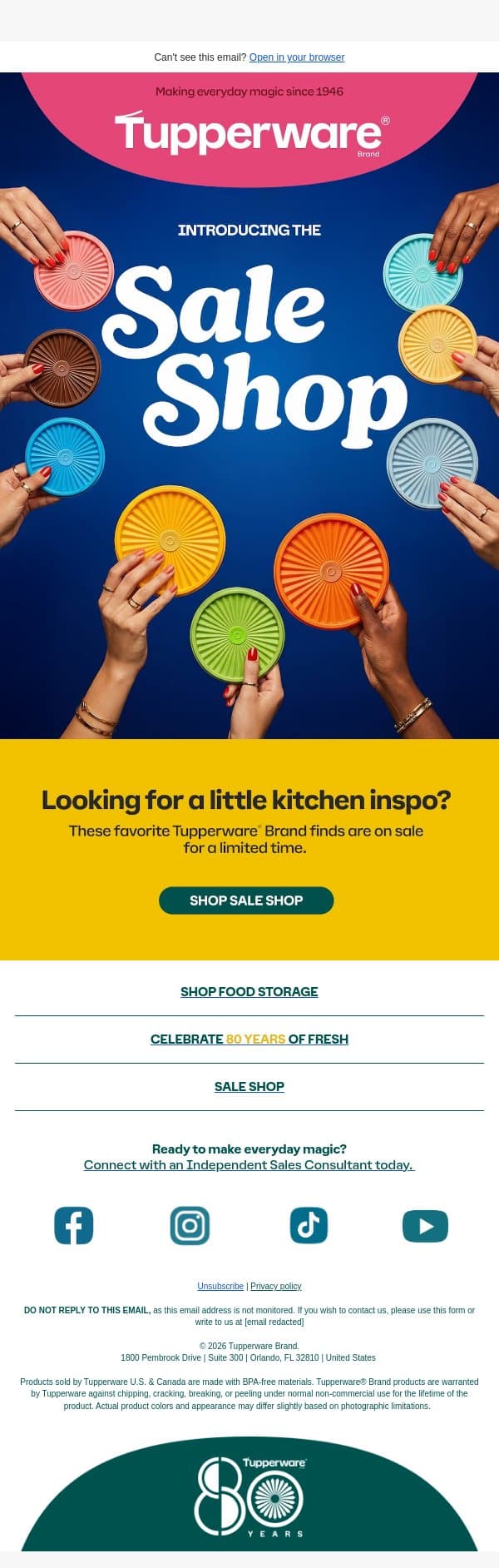 Introducing the Sale Shop! ποΈβ email from Tupperware screenshot