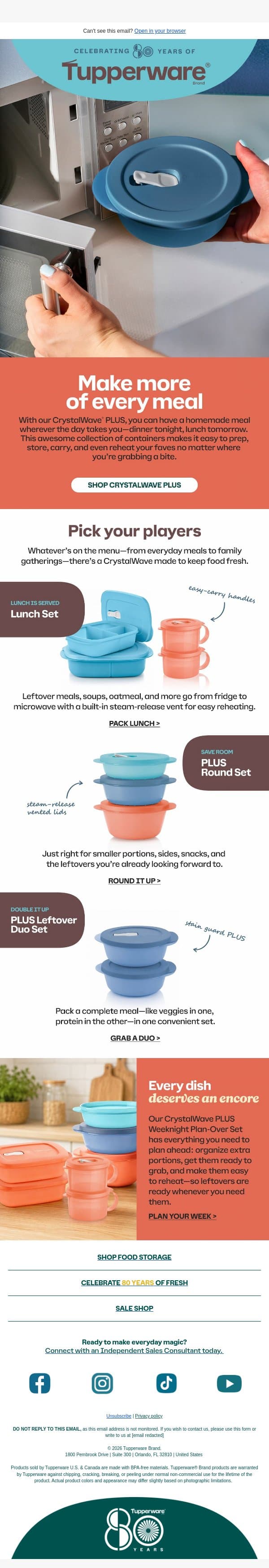 Your leftovers have big plans. πβ email from Tupperware screenshot