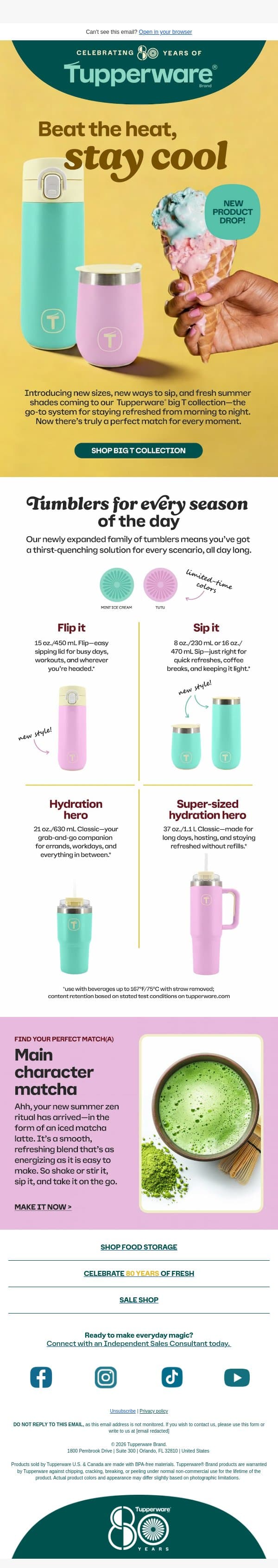 Discover all the ways to quench your thirst. email from Tupperware screenshot