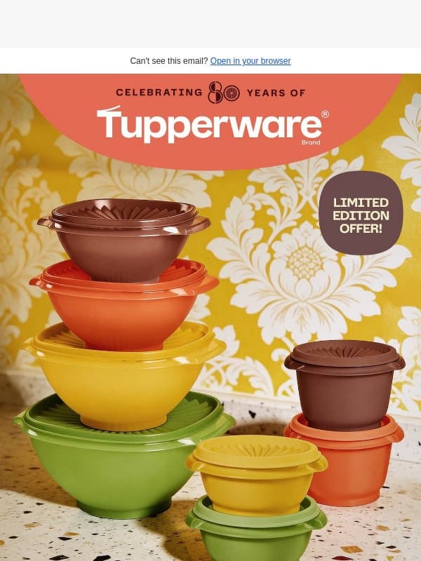 Some things never go out of style. email from Tupperware