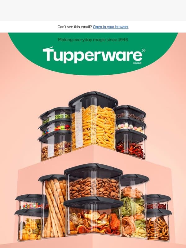 Clear containers. Clear counters. Clear mind. email from Tupperware