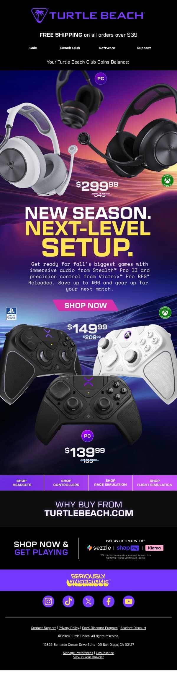 Fall’s Biggest Games Are Coming. Are You Ready? email from Turtle Beach screenshot