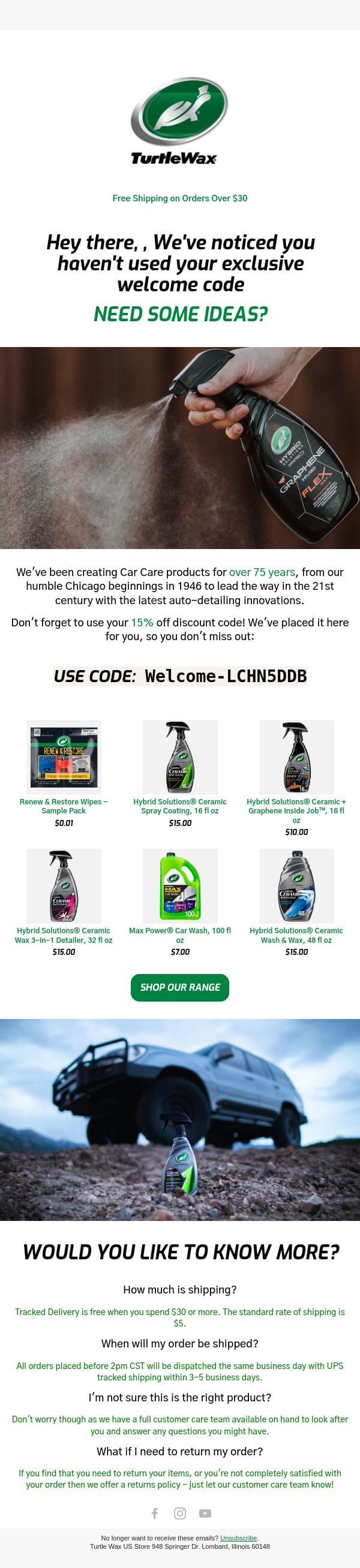 Hey you, Want to Take a Look at Some of Our Favorite Products? email from Turtle Wax screenshot