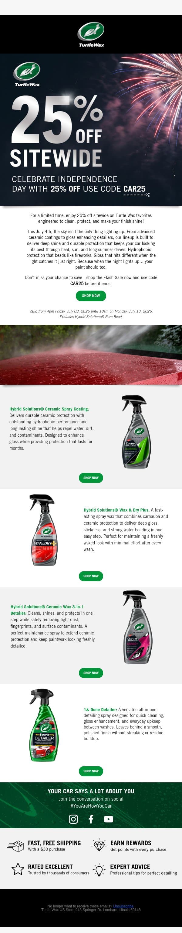 Independence Day – 25% Off email from Turtle Wax screenshot