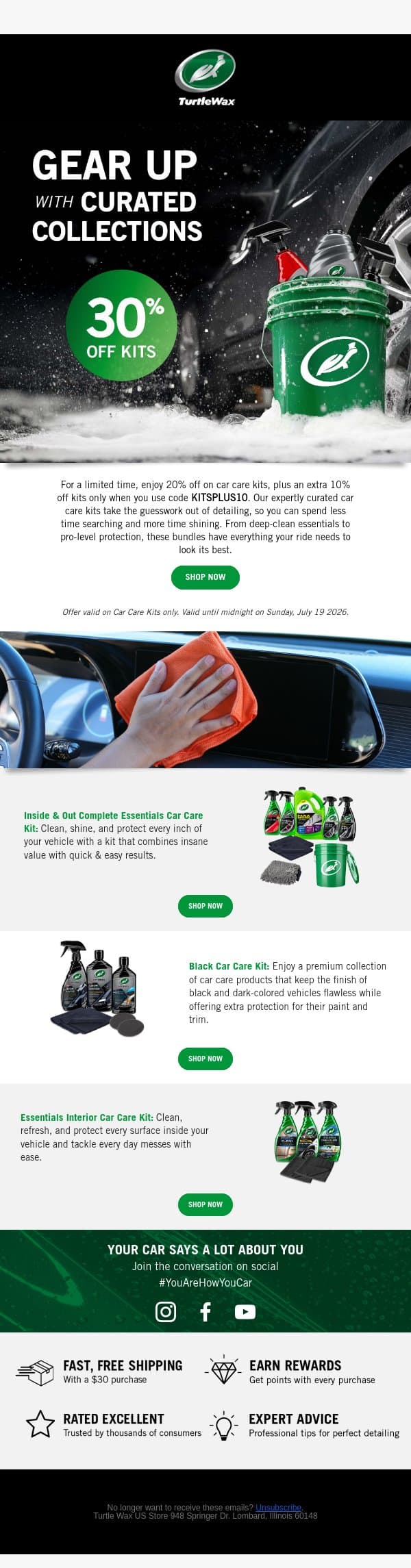Gear Up With Curated Collections email from Turtle Wax screenshot
