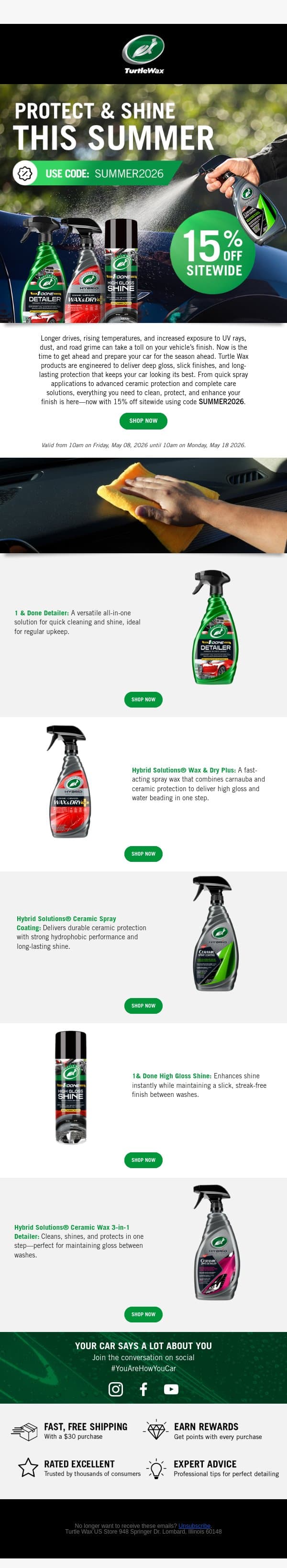 Get Ready for Summer – 15% Off email from Turtle Wax screenshot