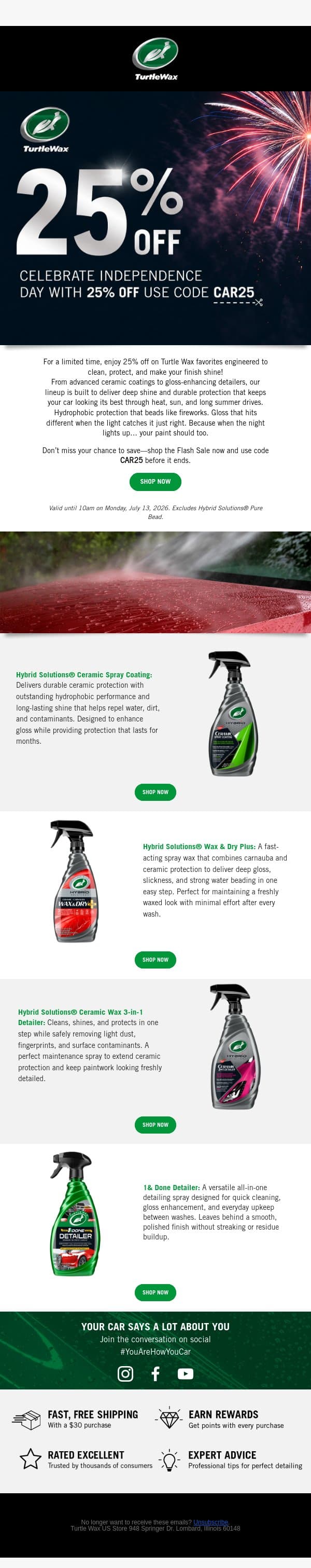 Final Reminder: 25% Off email from Turtle Wax screenshot