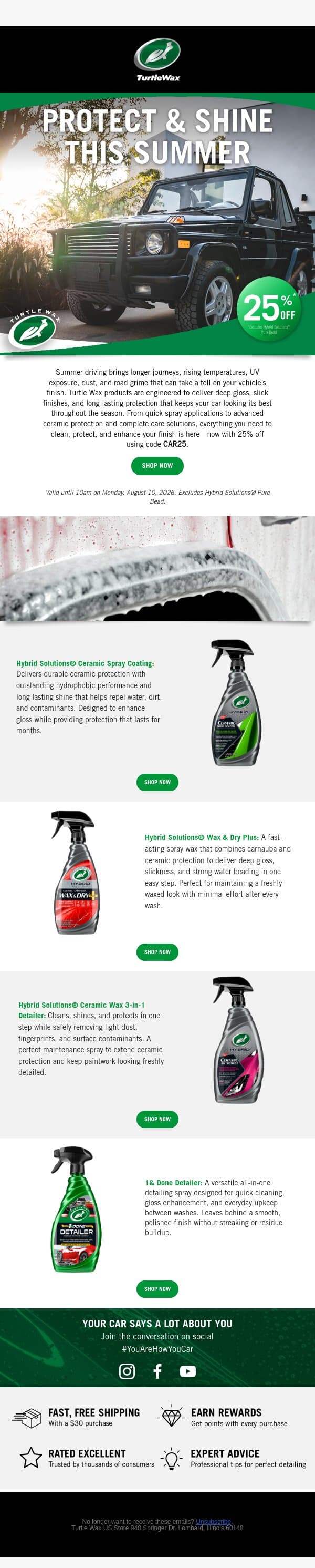 Last Chance: Summer Sale – 25% Off email from Turtle Wax screenshot