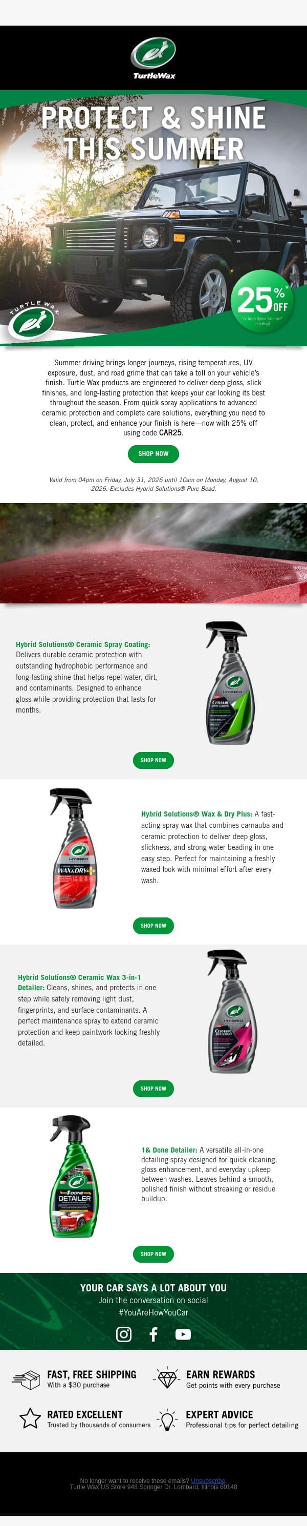 Summer Sale – 25% Off email from Turtle Wax screenshot