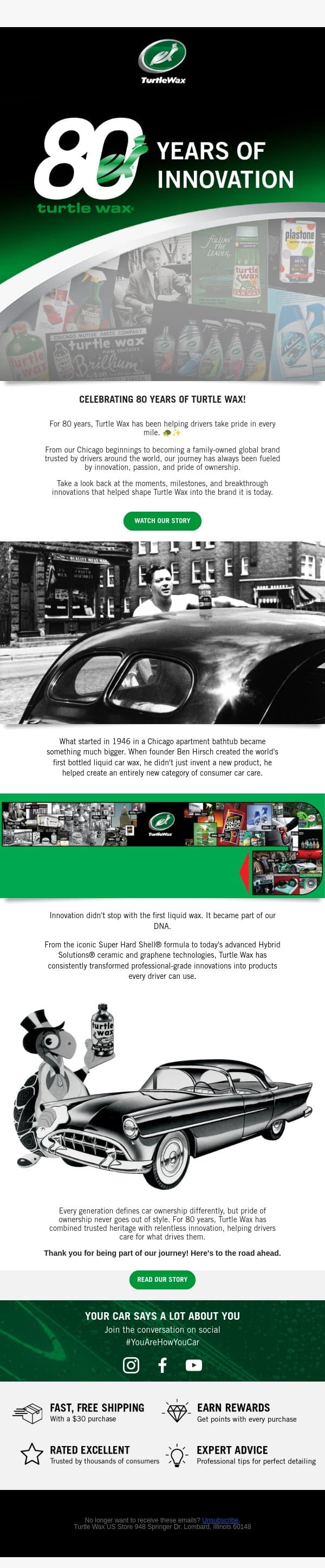 Celebrating 80 Years of Turtle Wax š¢ email from Turtle Wax screenshot