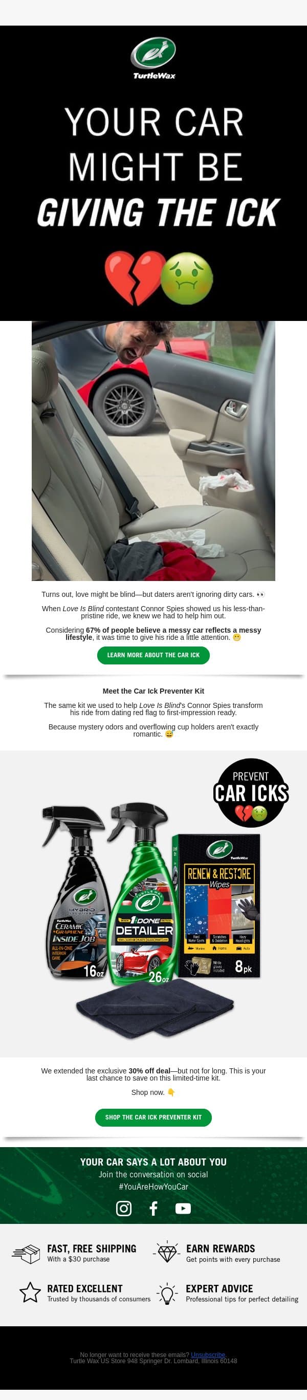 Love Is Blind. First Impressions Aren't. email from Turtle Wax screenshot