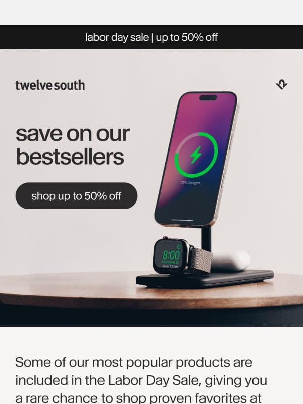 Bestsellers, Now On Sale email from Twelve South