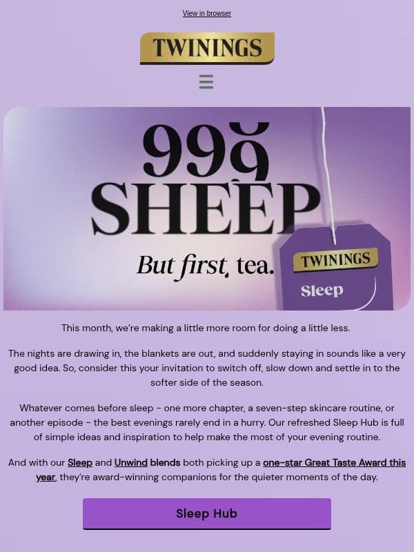 Counting sheep?... we've got better ideas email from Twinings