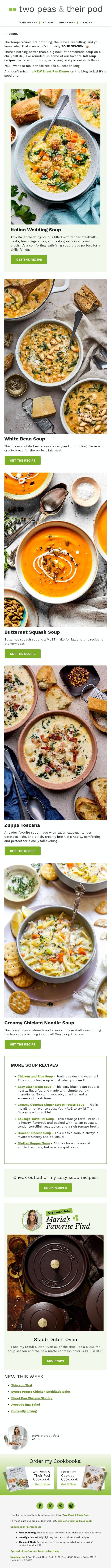 Cozy Fall Soups You'll Love š„£ email from Two Peas and Their Pod screenshot