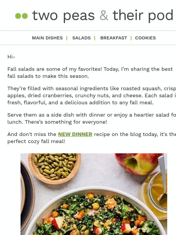 The Best Fall Salads 🍁 email from Two Peas and Their Pod