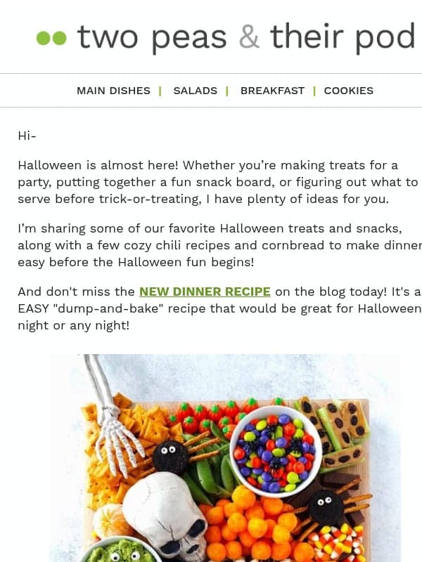 Halloween Treats & Easy Dinner Ideas 🎃 email from Two Peas and Their Pod