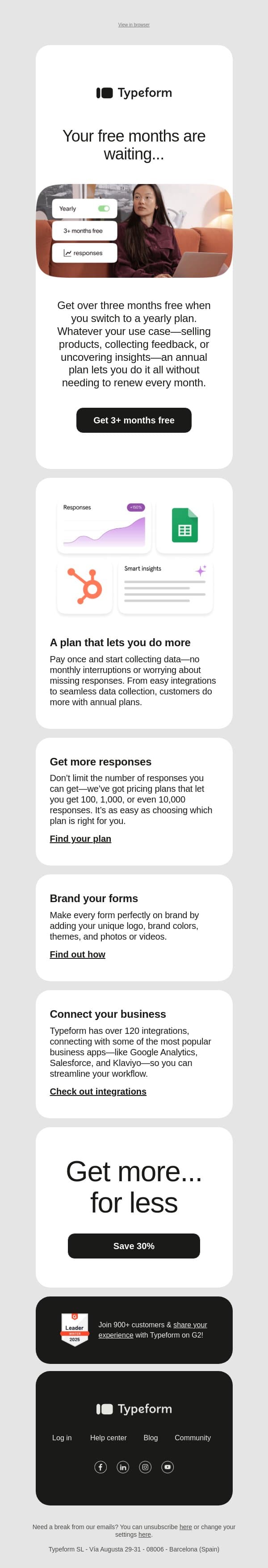 Did someone say free? ๐ email from Typeform screenshot