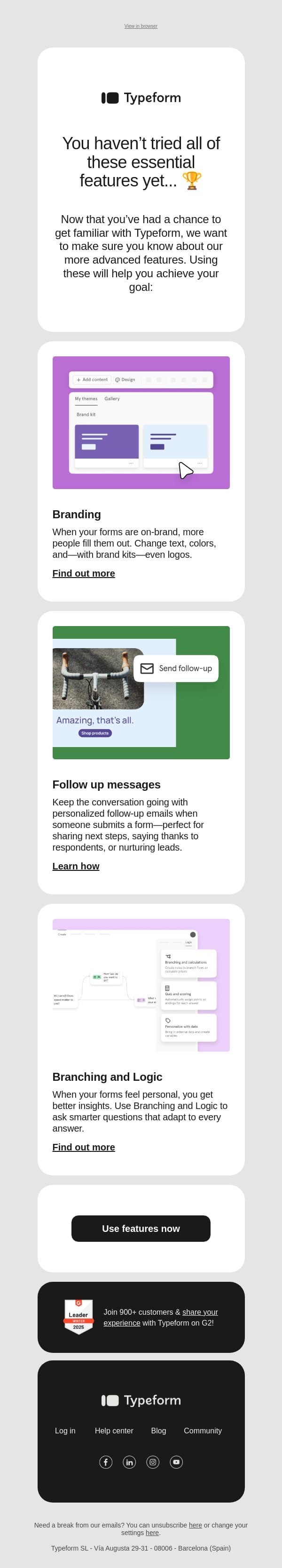 You’re missing something important! 🏆 email from Typeform screenshot